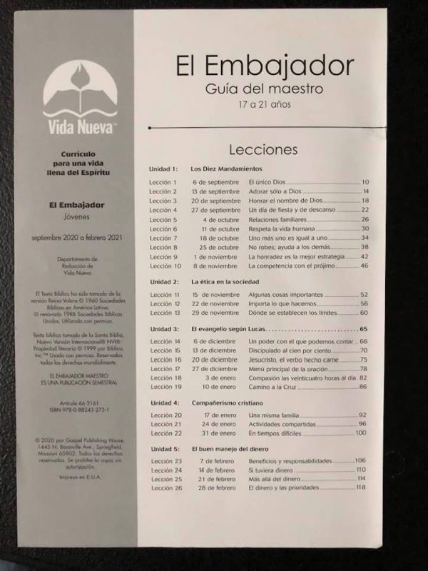 EL EMBAJADOR Guia para el MAESTRO en formato PDF Tomo Sep2020-Febrero2021 (edad 17 a 21 años) - Imagen 2